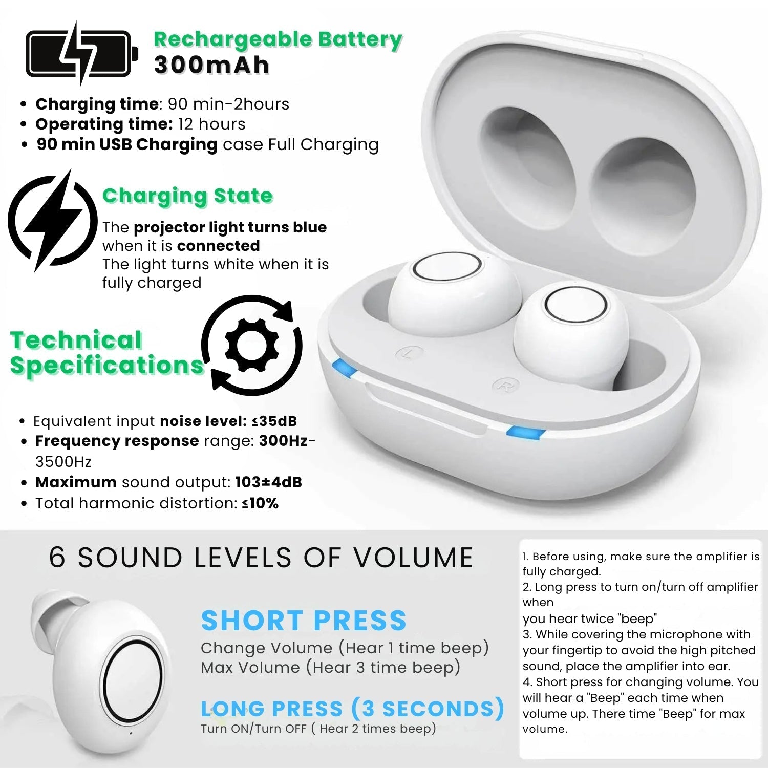 Nokmo | Bluetooth Hearing Aids – Rechargeable In-Ear Digital Hearing Aid with App Control | Discreet, Lightweight & Budget-Friendly for Adults & Seniors