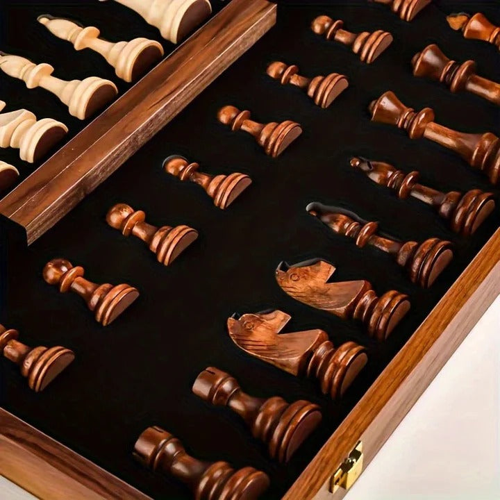 Nokmo | Chess Set in Premium Wood | Foldable with Magnetic Lock