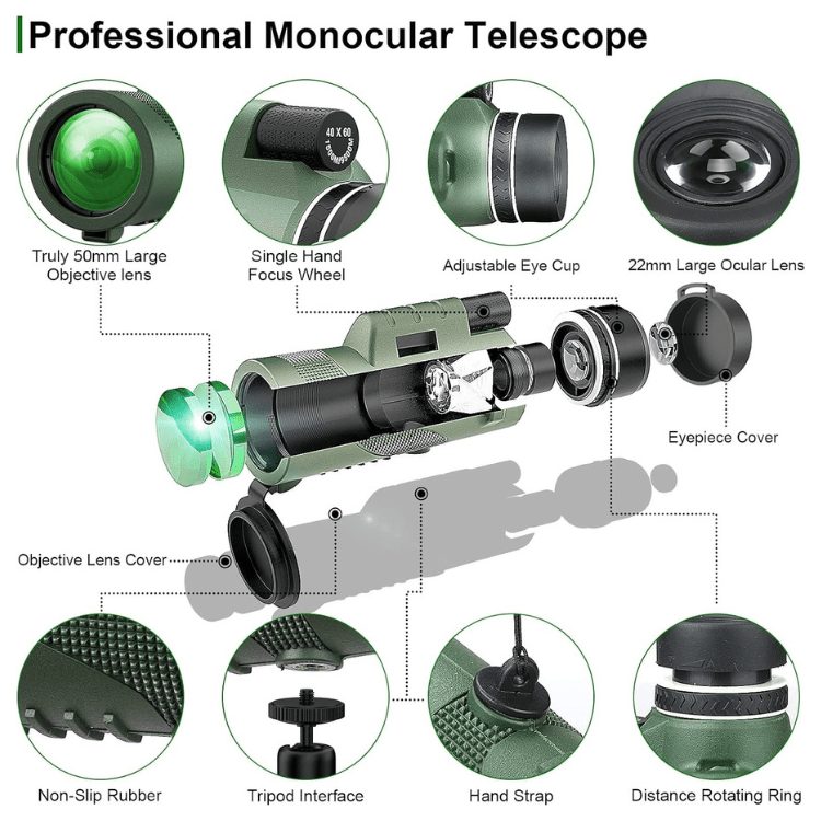 Nokmo | Compact Ultra-Zoom Monocular | HD Lens, Lightweight & Perfect for Hiking, Birdwatching, and Sports Events