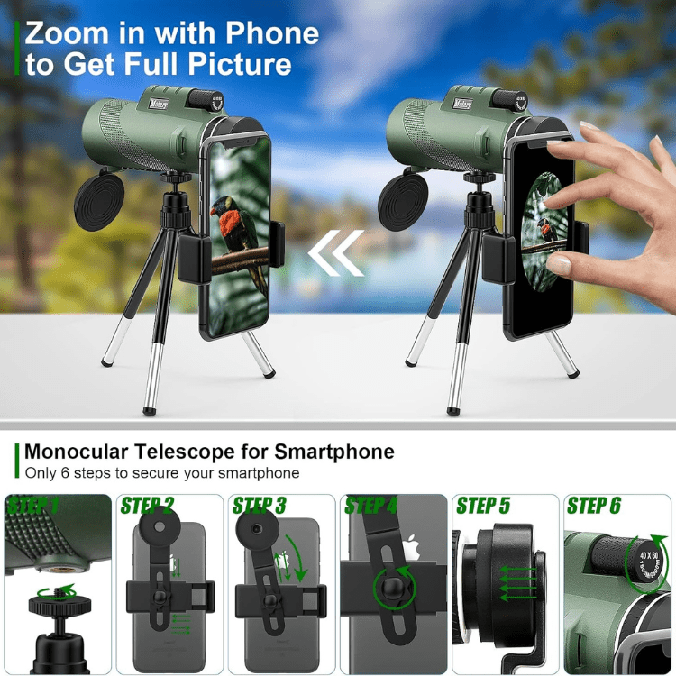 Nokmo | Compact Ultra-Zoom Monocular | HD Lens, Lightweight & Perfect for Hiking, Birdwatching, and Sports Events