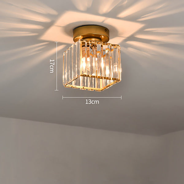 Nokmo | Crystal Glass Ceiling Lamp – Brass Fixture & Compact Design