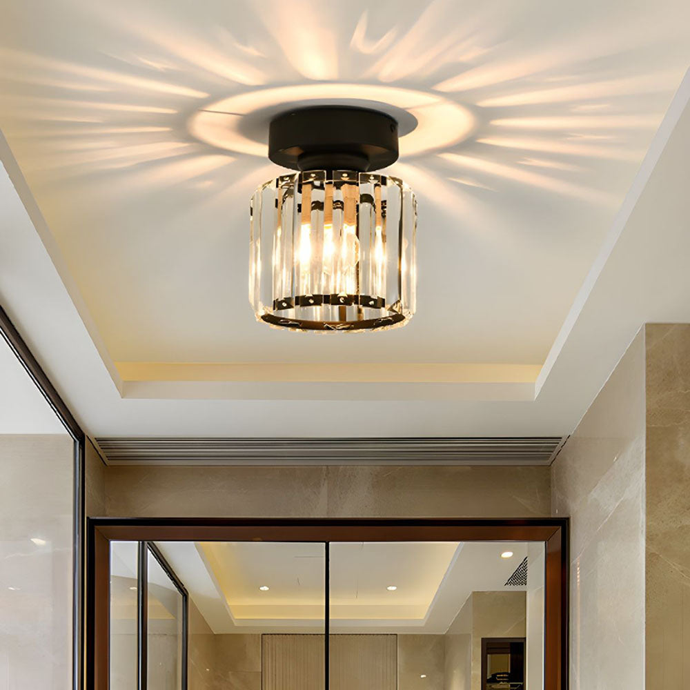 Nokmo | Crystal Glass Ceiling Lamp – Brass Fixture & Compact Design