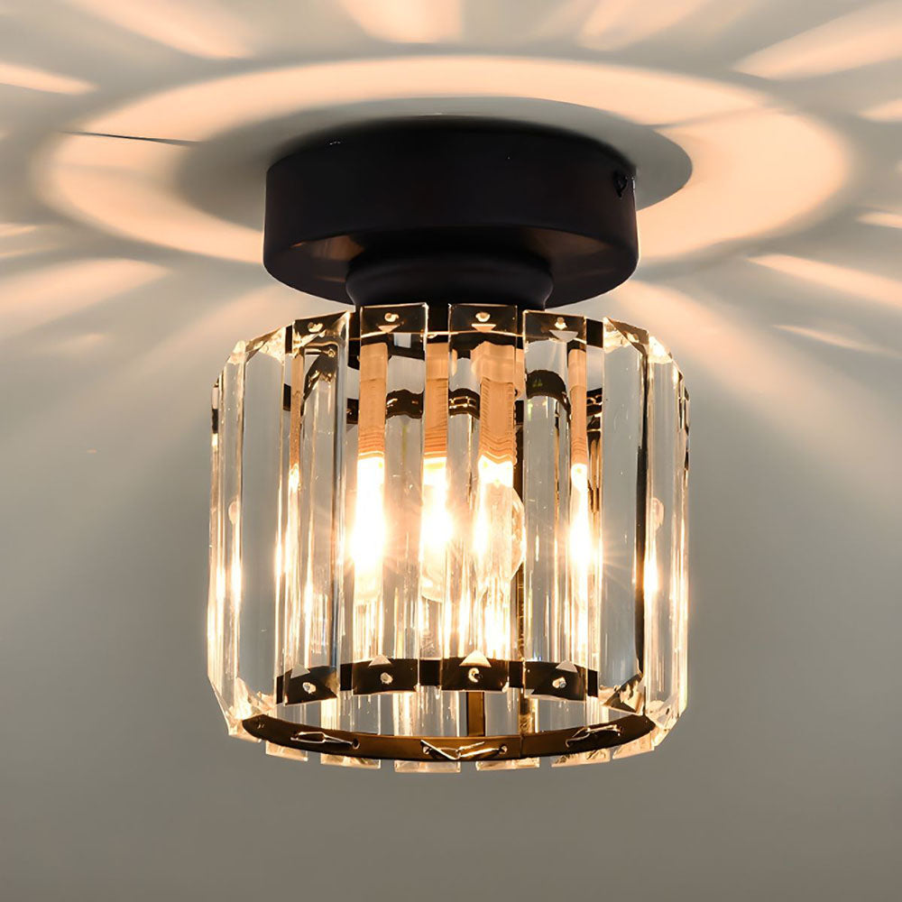 Nokmo | Crystal Glass Ceiling Lamp – Brass Fixture & Compact Design