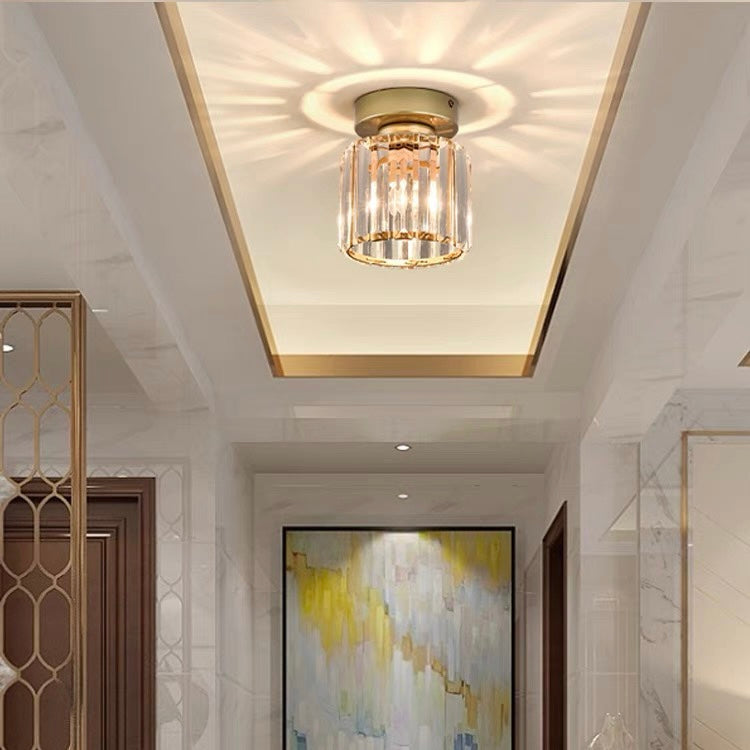 Nokmo | Crystal Glass Ceiling Lamp – Brass Fixture & Compact Design