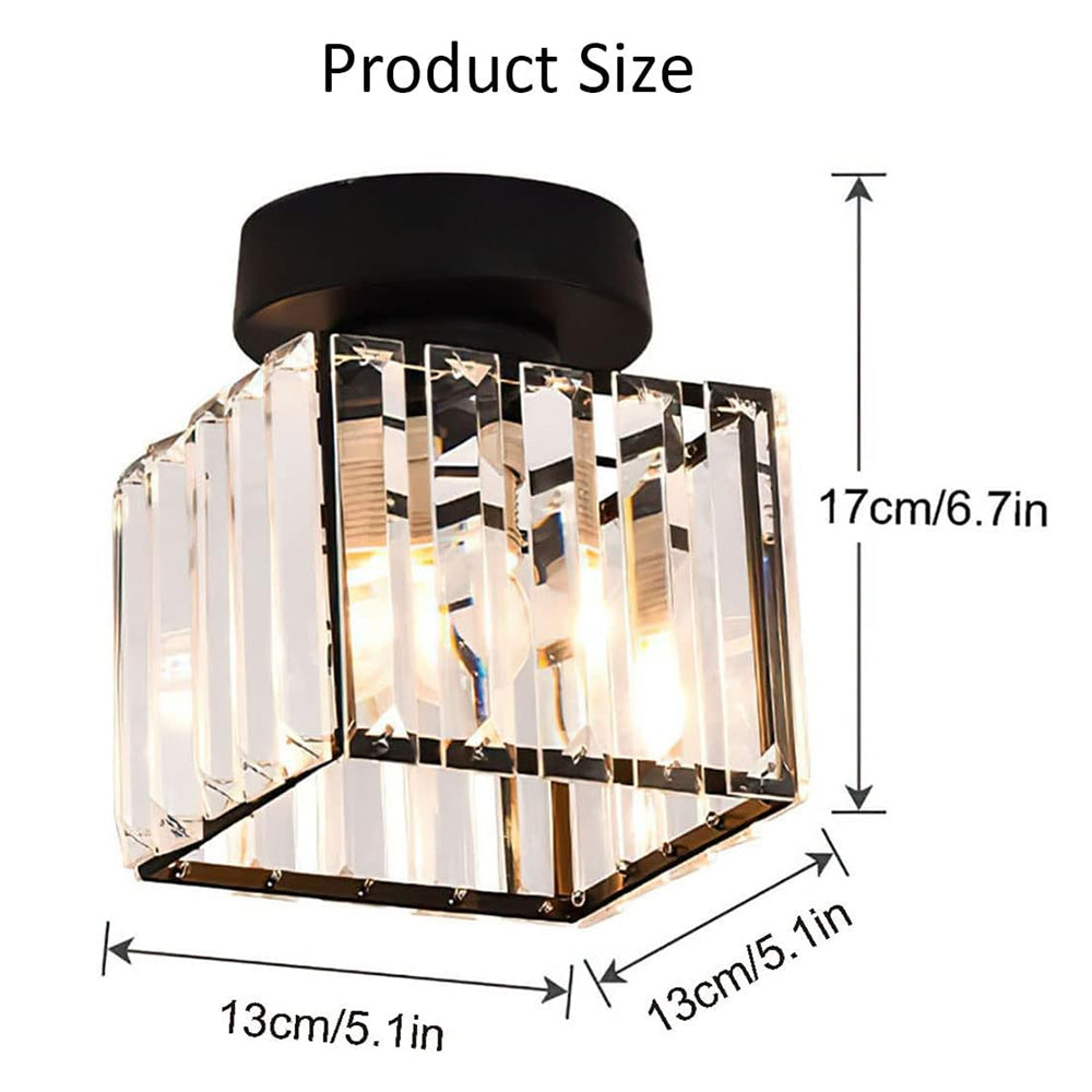 Nokmo | Crystal Glass Ceiling Lamp – Brass Fixture & Compact Design