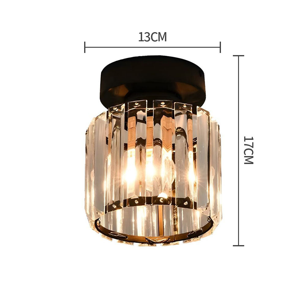Nokmo | Crystal Glass Ceiling Lamp – Brass Fixture & Compact Design