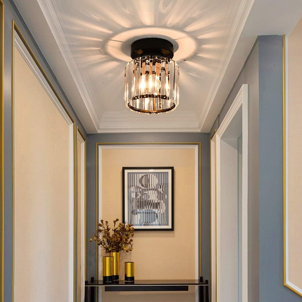 Nokmo | Crystal Glass Ceiling Lamp – Brass Fixture & Compact Design