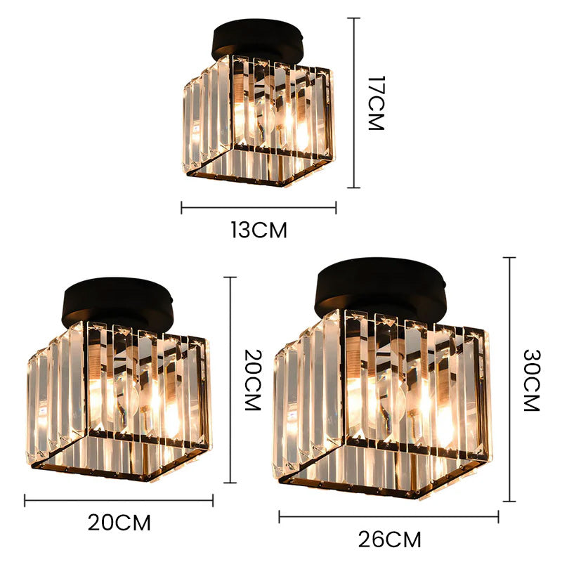Nokmo | Crystal Glass Ceiling Lamp – Brass Fixture & Compact Design