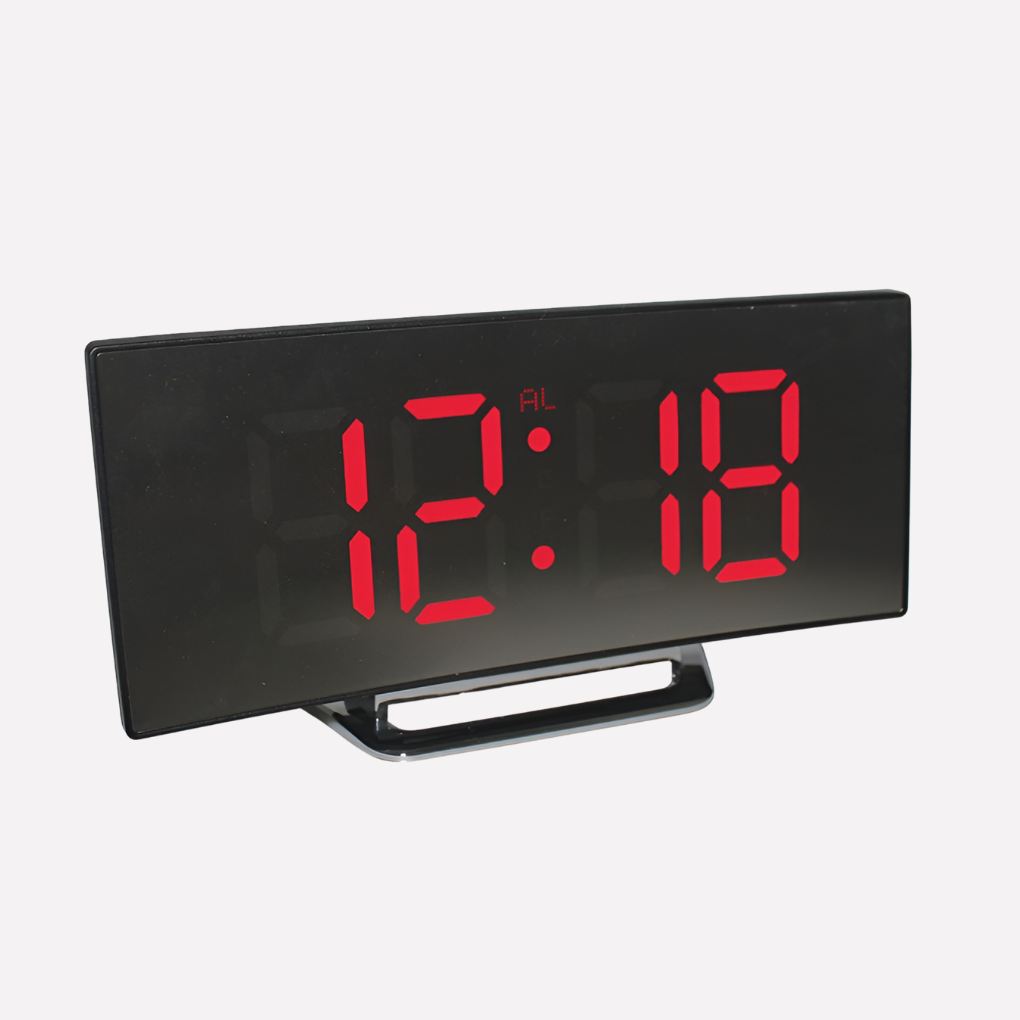 Nokmo | Curved LED Digital Alarm Clock with Mirror Display