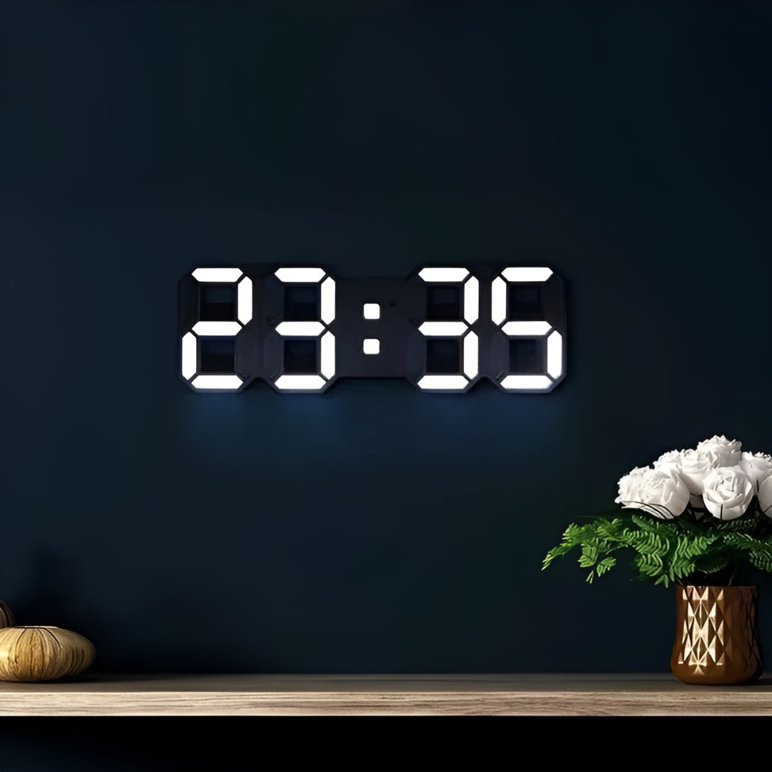 Nokmo | Designer LED 3D Wall Clock with Digital Display and Intuitive Operation