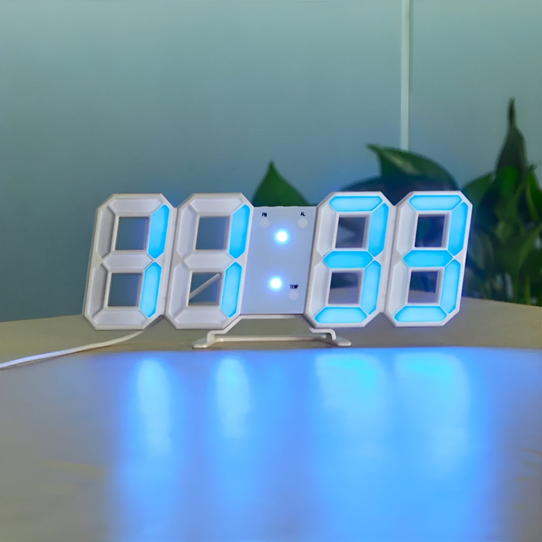 Nokmo | Designer LED 3D Wall Clock with Digital Display and Intuitive Operation