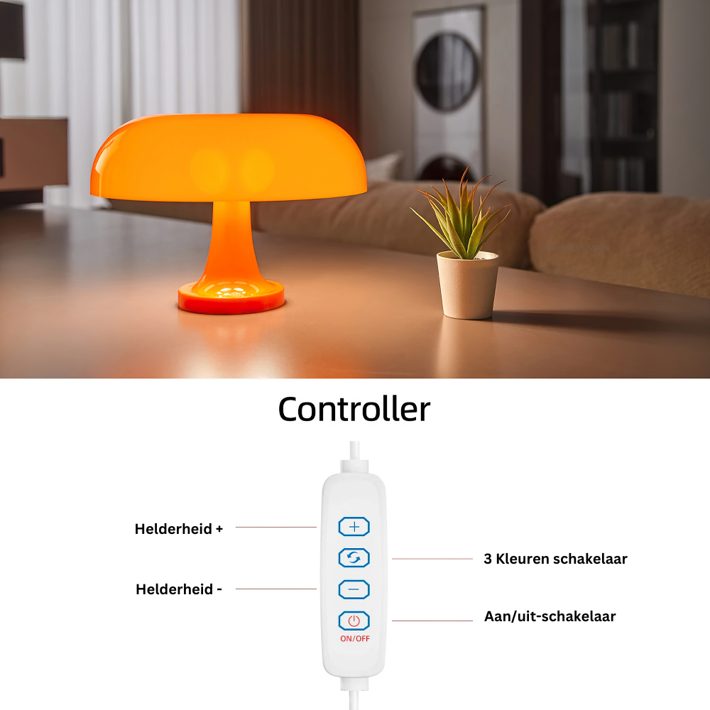 Nokmo | Dimmable Mushroom Table Lamp with USB