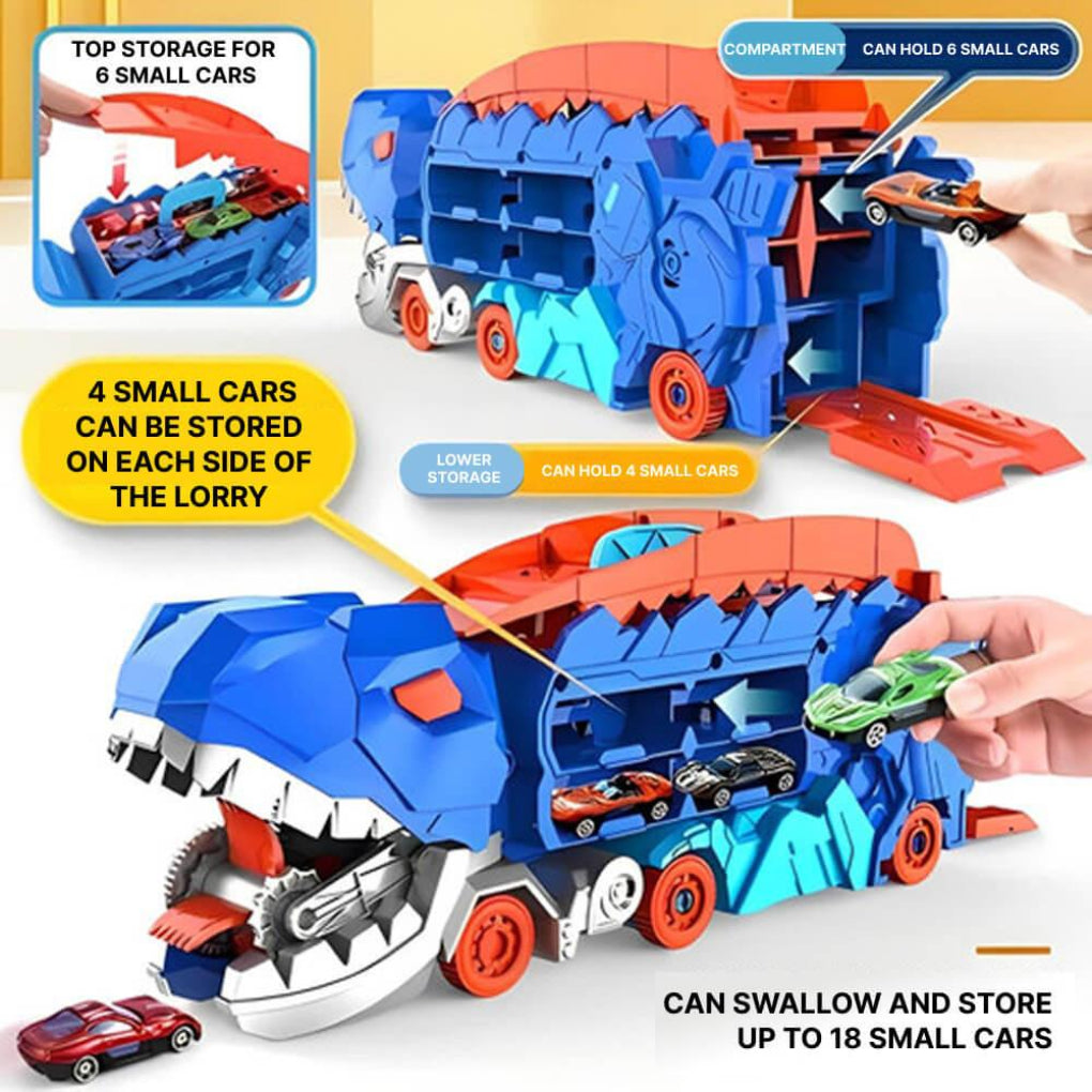 Nokmo | Dinosaur Car Transporter Playset with Racing Ramp