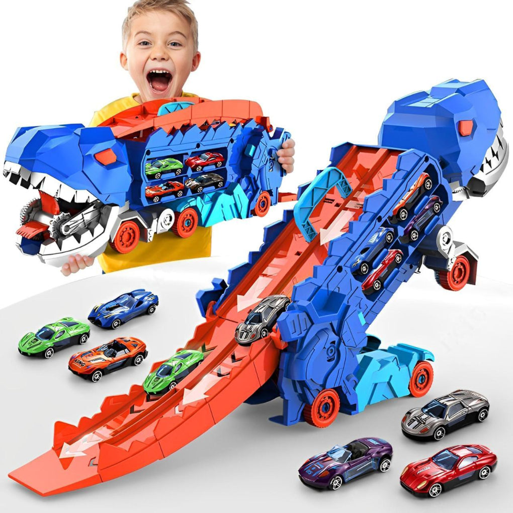 Nokmo | Dinosaur Car Transporter Playset with Racing Ramp