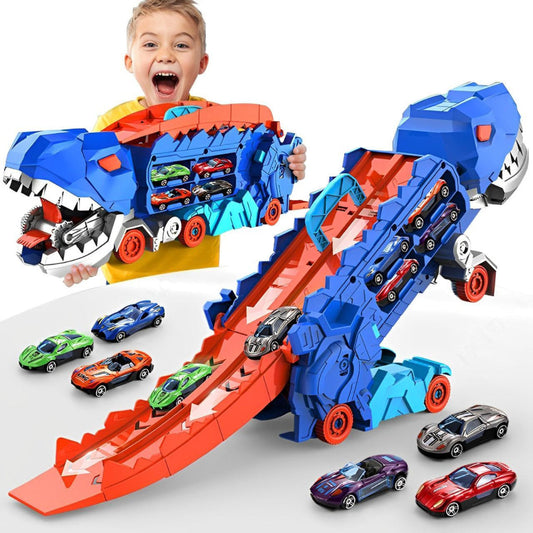 Nokmo | Dinosaur Car Transporter Playset with Racing Ramp