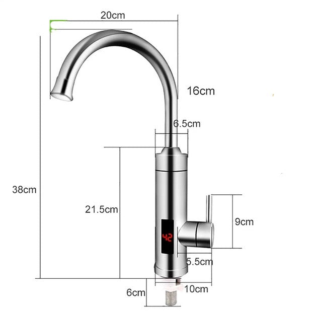 Nokmo | Electric Kitchen Faucet with Integrated Instant Water Heater | 3000W Quick Heating System | Stainless Steel Finish | Digital Temperature Display | Instant Hot Water Technology