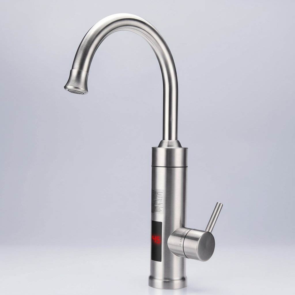 Nokmo | Electric Kitchen Faucet with Integrated Instant Water Heater | 3000W Quick Heating System | Stainless Steel Finish | Digital Temperature Display | Instant Hot Water Technology