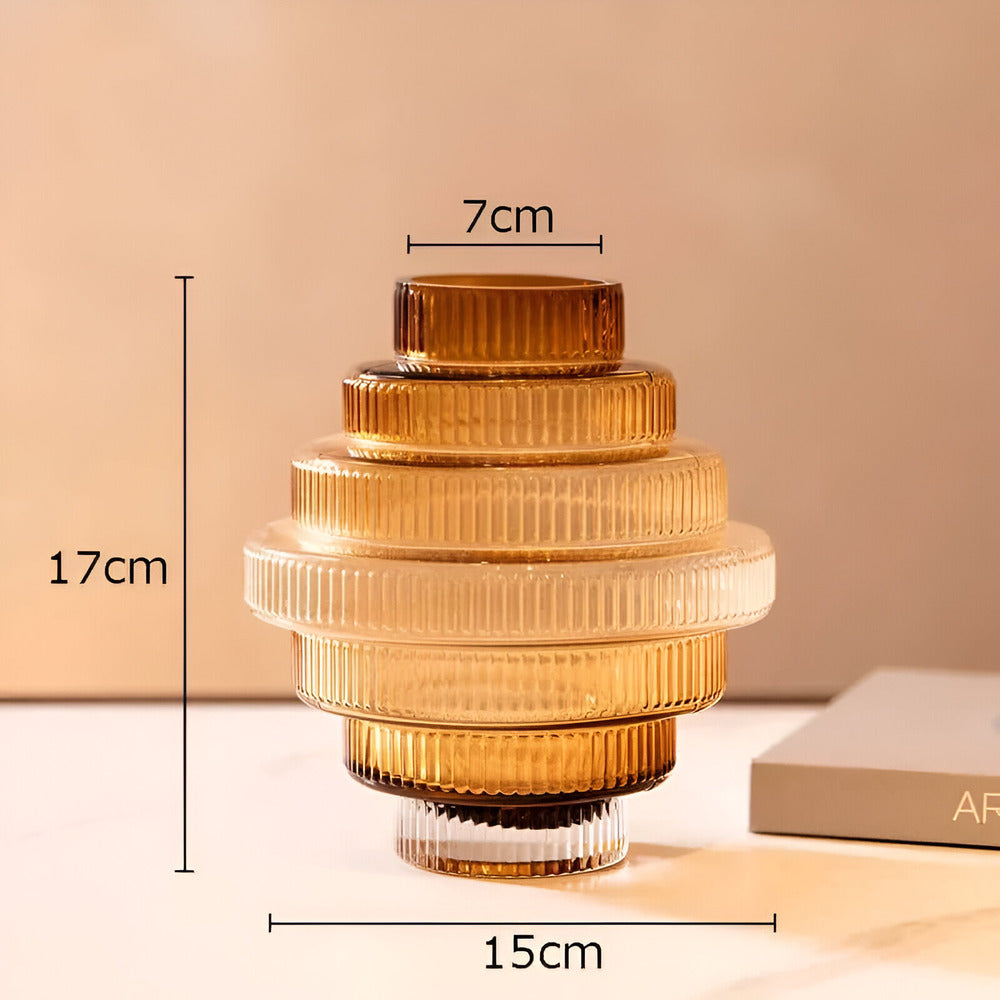 Nokmo | Elegant Amber Glass Vase - Contemporary Decorative Piece for Stylish Living Spaces