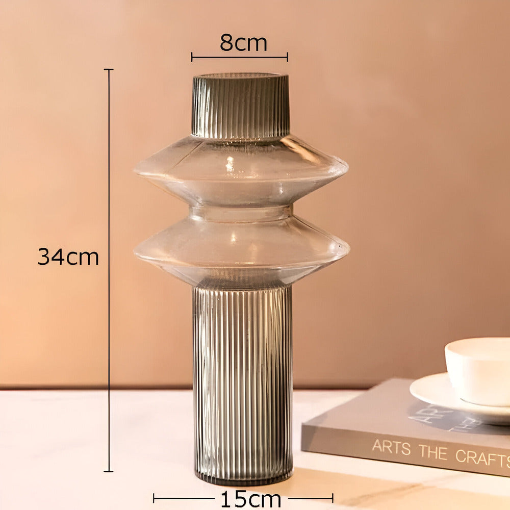 Nokmo | Elegant Amber Glass Vase - Contemporary Decorative Piece for Stylish Living Spaces