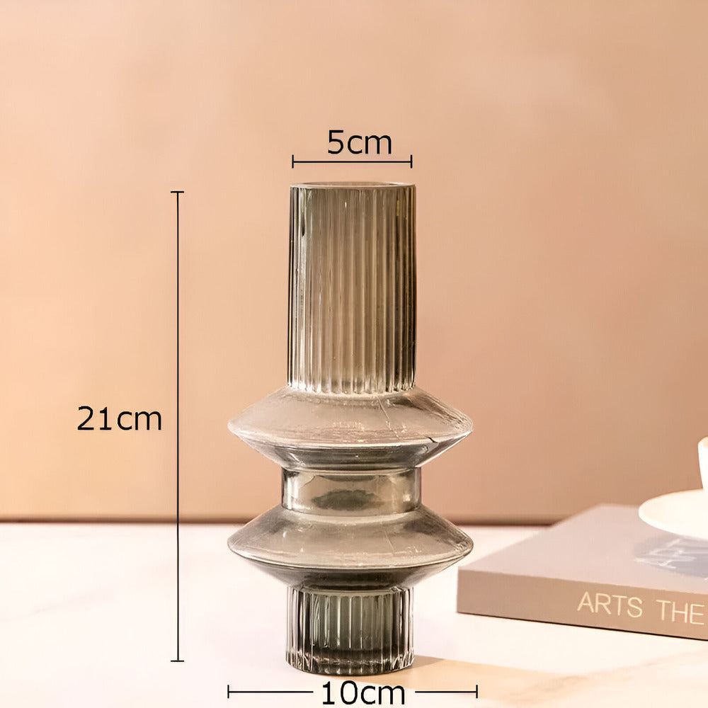 Nokmo | Elegant Amber Glass Vase - Contemporary Decorative Piece for Stylish Living Spaces