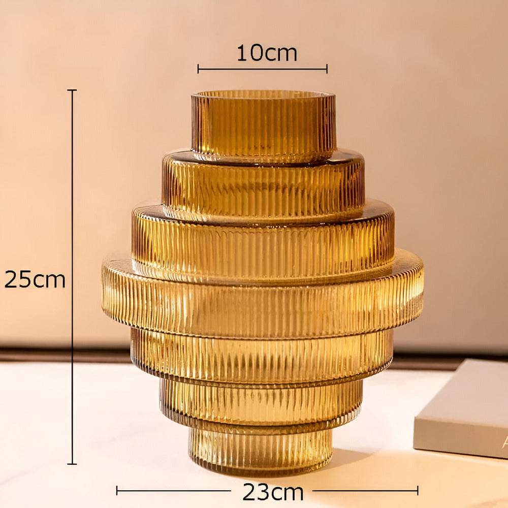 Nokmo | Elegant Amber Glass Vase - Contemporary Decorative Piece for Stylish Living Spaces