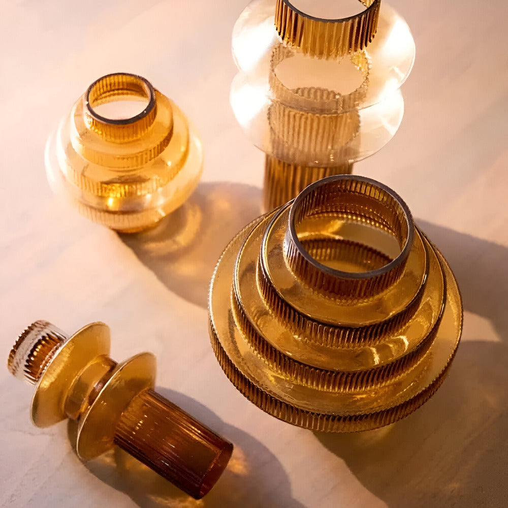 Nokmo | Elegant Amber Glass Vase - Contemporary Decorative Piece for Stylish Living Spaces