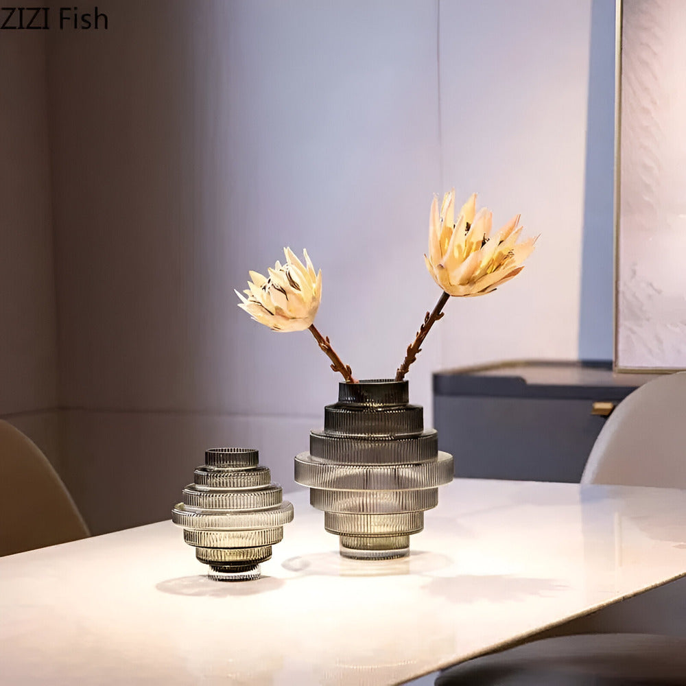 Nokmo | Elegant Amber Glass Vase - Contemporary Decorative Piece for Stylish Living Spaces