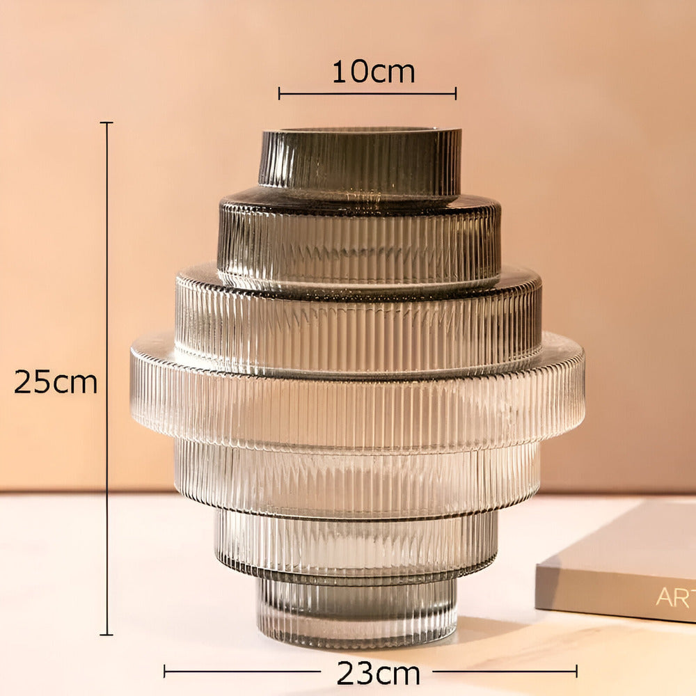 Nokmo | Elegant Amber Glass Vase - Contemporary Decorative Piece for Stylish Living Spaces
