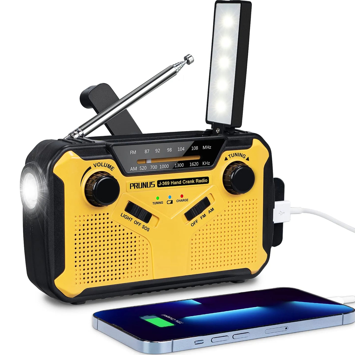 Nokmo | Emergency Radio with Crank and Solar Panel – Portable Dynamo Radio with Power Bank and LED Flashlight