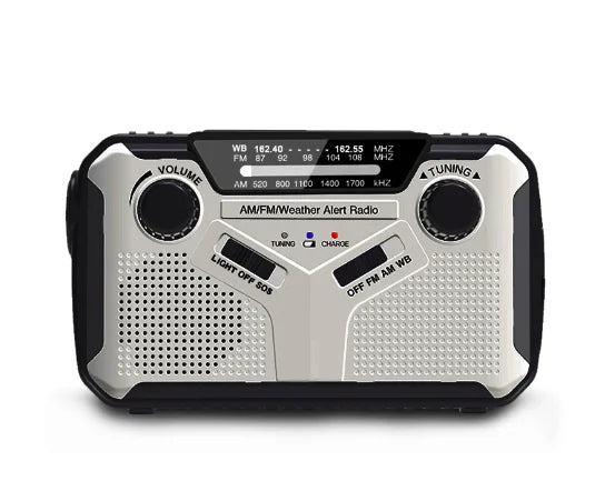 Nokmo | Emergency Radio with Crank and Solar Panel – Portable Dynamo Radio with Power Bank and LED Flashlight