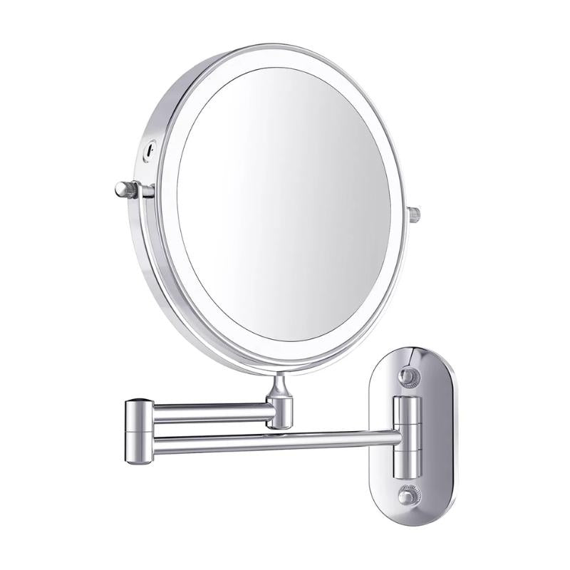 Nokmo | Enlarged Rechargeable LED Makeup Mirror | Adjustable Brightness, Up to 10x Magnification & Portable for Perfect Makeup Application