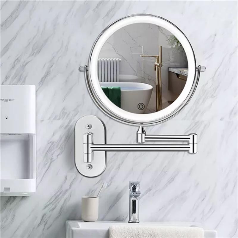 Nokmo | Enlarged Rechargeable LED Makeup Mirror | Adjustable Brightness, Up to 10x Magnification & Portable for Perfect Makeup Application