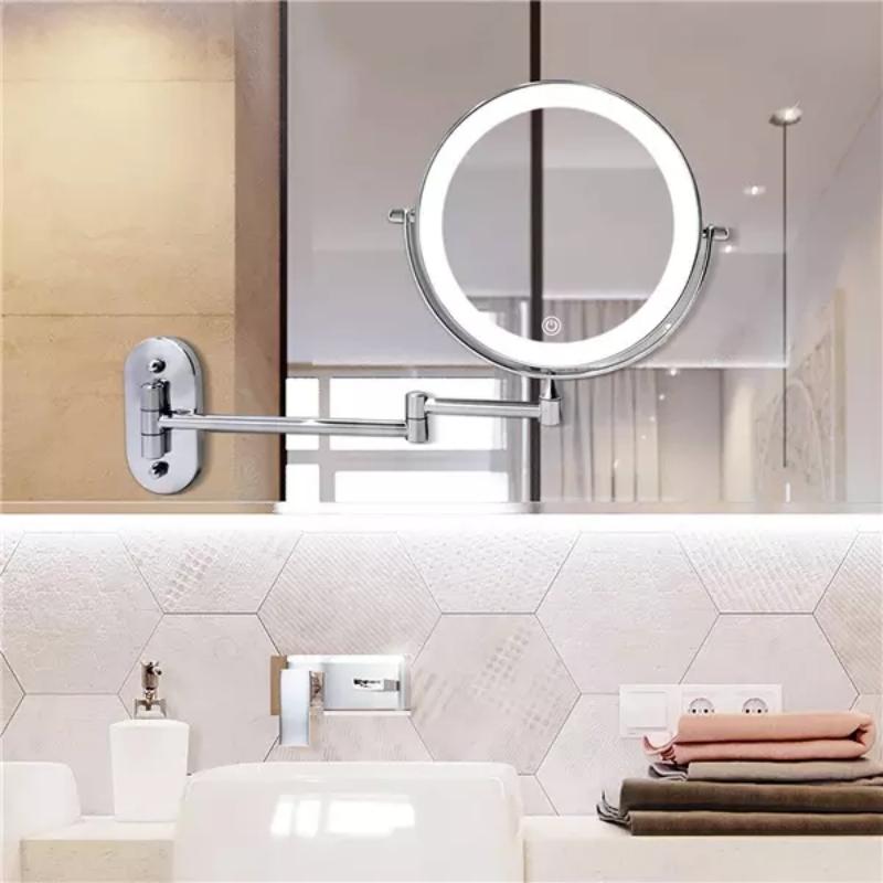 Nokmo | Enlarged Rechargeable LED Makeup Mirror | Adjustable Brightness, Up to 10x Magnification & Portable for Perfect Makeup Application