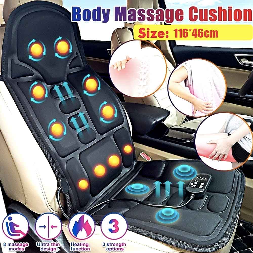 Nokmo | Ergonomic Massage Seat Cushion | Shiatsu & Vibration Massage for Neck, Back & Thighs | Optional Heat Function | Includes Car Adapter & Remote Control