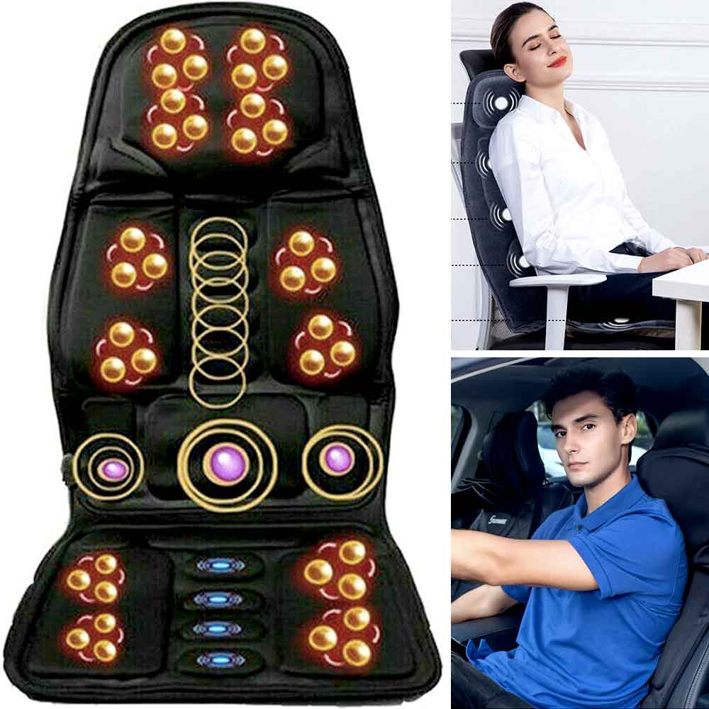 Nokmo | Ergonomic Massage Seat Cushion | Shiatsu & Vibration Massage for Neck, Back & Thighs | Optional Heat Function | Includes Car Adapter & Remote Control