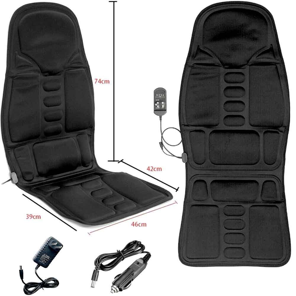 Nokmo | Ergonomic Massage Seat Cushion | Shiatsu & Vibration Massage for Neck, Back & Thighs | Optional Heat Function | Includes Car Adapter & Remote Control