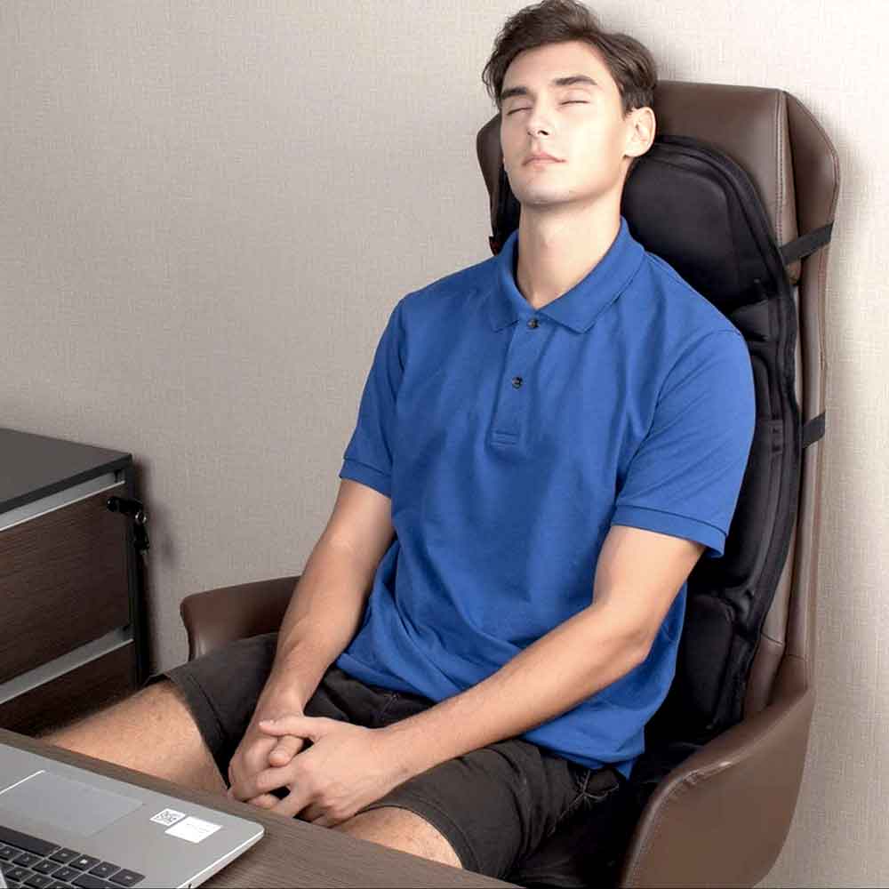 Nokmo | Ergonomic Massage Seat Cushion | Shiatsu & Vibration Massage for Neck, Back & Thighs | Optional Heat Function | Includes Car Adapter & Remote Control