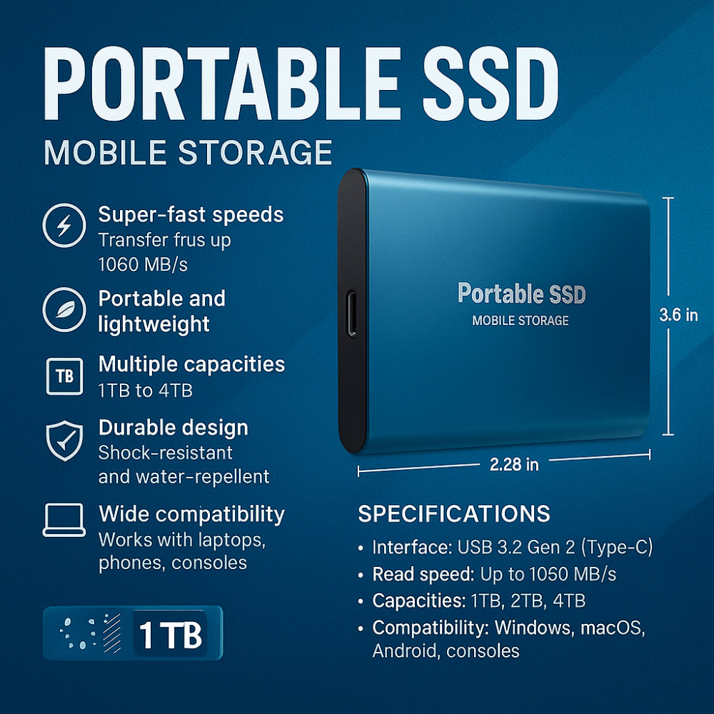Nokmo | External SSD Hard Drive Aluminum Portable Storage 128GB