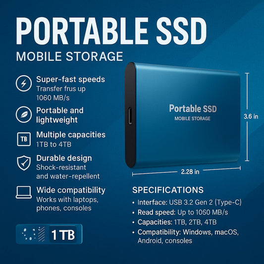 Nokmo | External SSD Hard Drive Aluminum Portable Storage 128GB