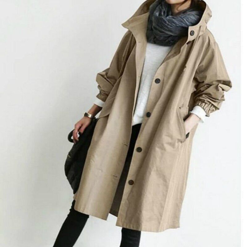 Nokmo | Fashionable Long Trench Coat for Women Transition Season 2023