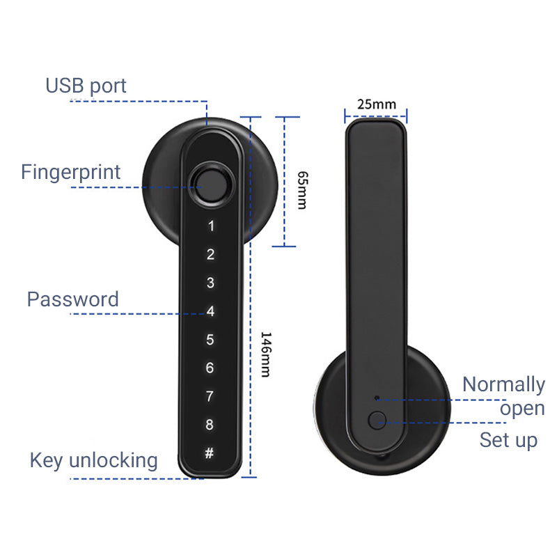 Nokmo | Fingerprint Smart Door Lock Handle with Bluetooth App Control