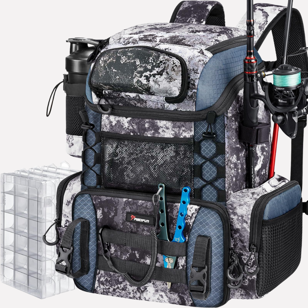 Nokmo | Fishing Gear Tackle Backpack with Rod Holders