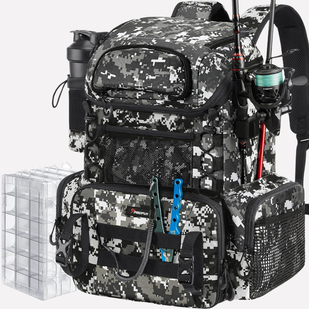 Nokmo | Fishing Gear Tackle Backpack with Rod Holders