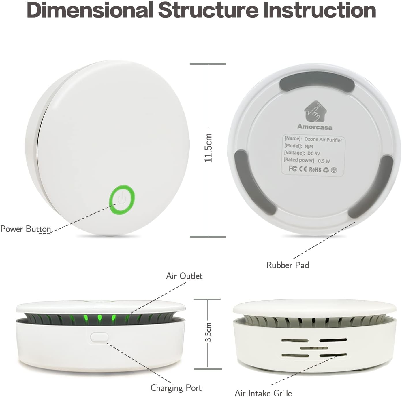 Nokmo | FreshAir Ozone Odor Eliminator – Portable Air Purifier for Smoke, Pet Odors & Household Smells