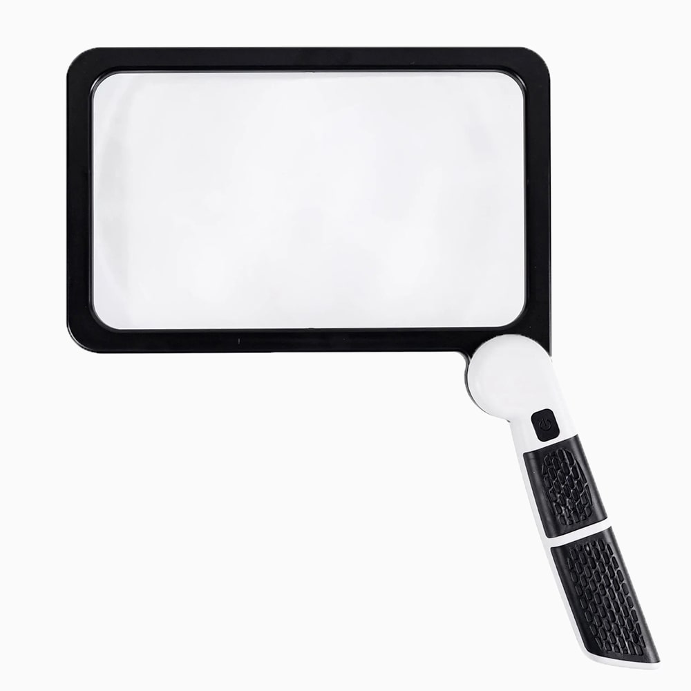 Nokmo | Full-Sized Handheld Magnifier – 5X Magnification, LED Illuminated Magnifier with 3 Modes, Ideal for Reading Books and for Seniors