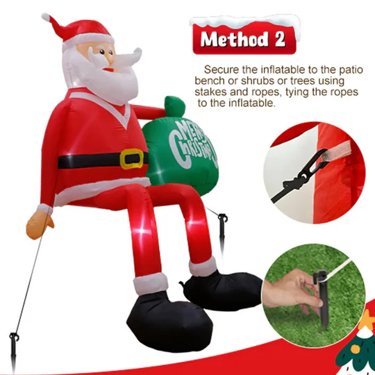 Nokmo | Giant 8FT LED Inflatable Climbing Santa | Premium, Waterproof Outdoor Christmas Decor