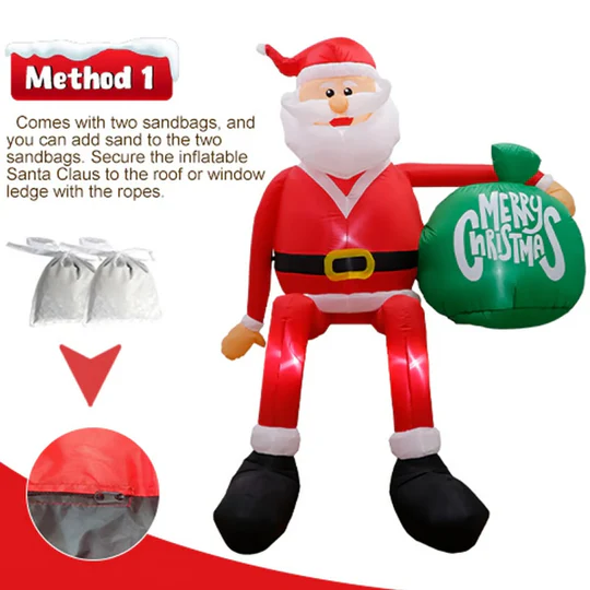 Nokmo | Giant 8FT LED Inflatable Climbing Santa | Premium, Waterproof Outdoor Christmas Decor