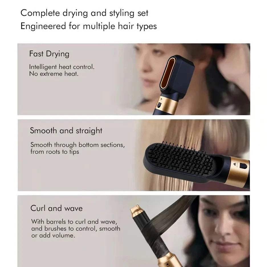 Nokmo | Glossify 5-in-1 Hair Styler | 1000W Hot Air Brush with Ionic Technology