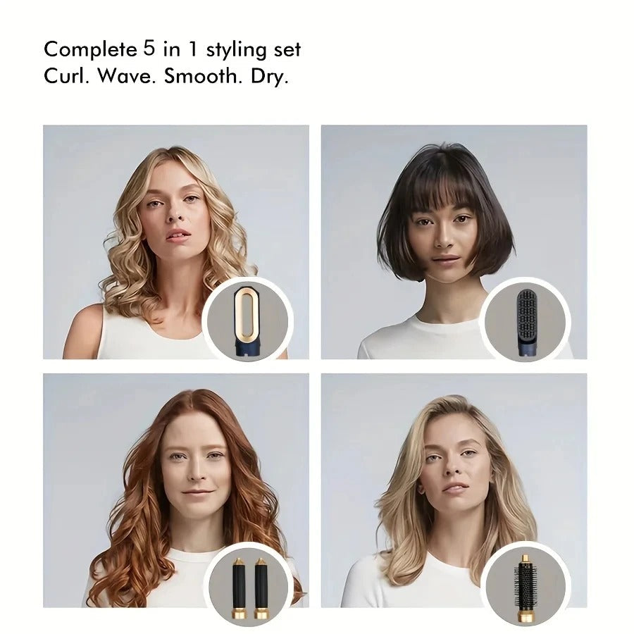 Nokmo | Glossify 5-in-1 Hair Styler | 1000W Hot Air Brush with Ionic Technology