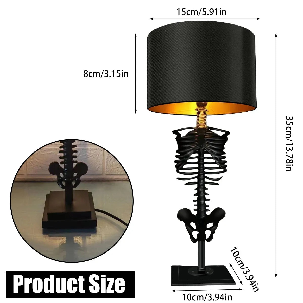 Nokmo | Gothic Skeleton Table Lamp | Handmade Art Design